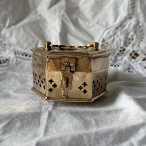 Vintage Brass Cricket Box with Cutouts Trinket matchbook case